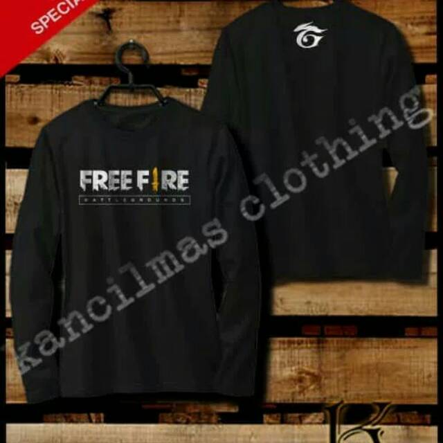 KAOS GAMING FREE FIRE LENGAN PANJANG WARNA HITAM