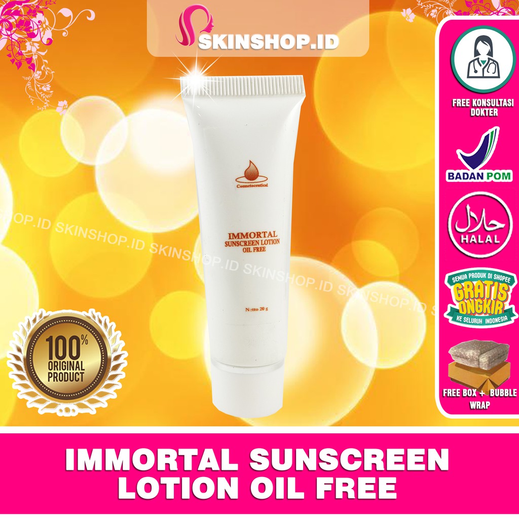 Immortal Sunscreen LOTION Oil Free 20gr  Original / Losion Tabir Surya  untuk Berminyak  BPOM Aman