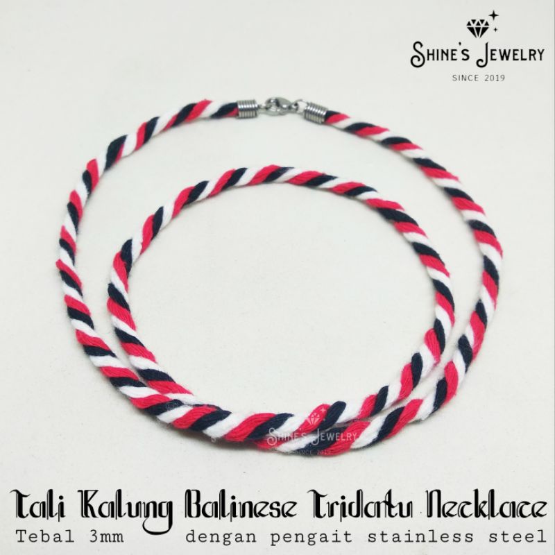 Tali Kalung Tridatu dengan pengait Stainless steel Hypoallergenic Anti karat