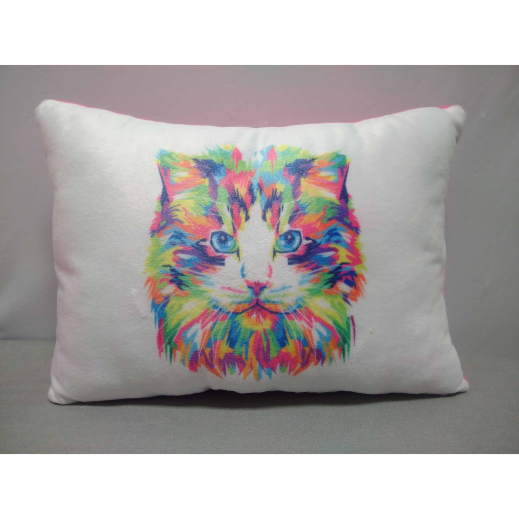 Bantal Kotak Karakter Hewan Kucing Drawing Art Bantal Kotak Kucing Shopee Indonesia