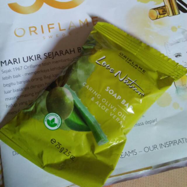 Sabun batang love nature soap bar caring olive oil dan aloe vera