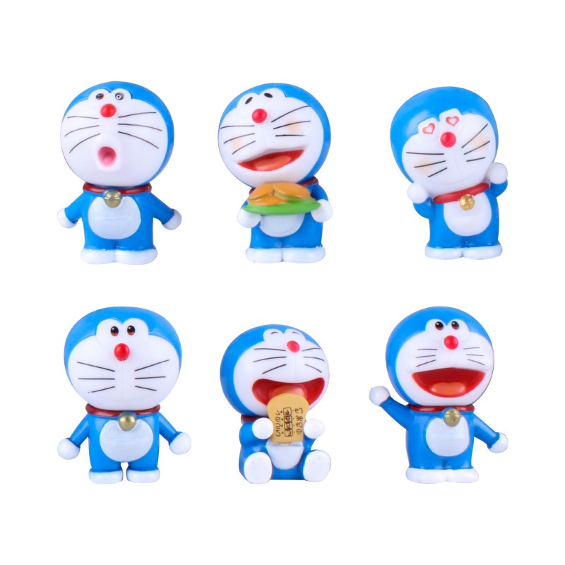 6pcs / lot Boneka Kartun Doraemon Bahan PVC Untuk Dekorasi Kue