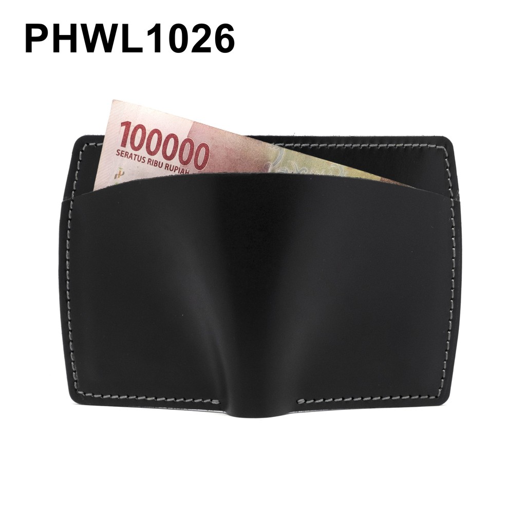 dompet pria kulit sapi asli bifold wallet saku luar hitam - PHWL1026