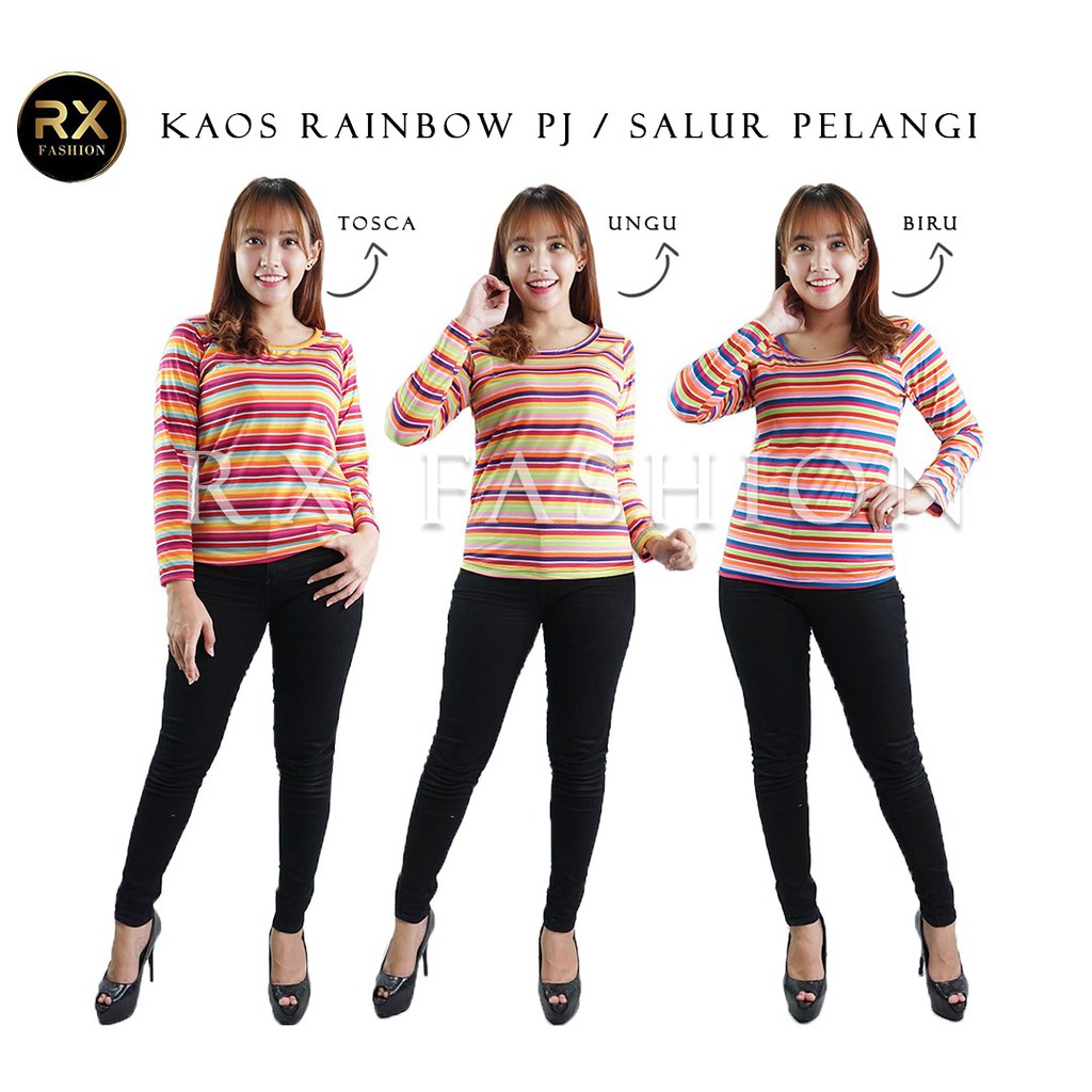 RX FASHION KAOS  RAINBOW PJ SALUR PELANGI  LENGAN  