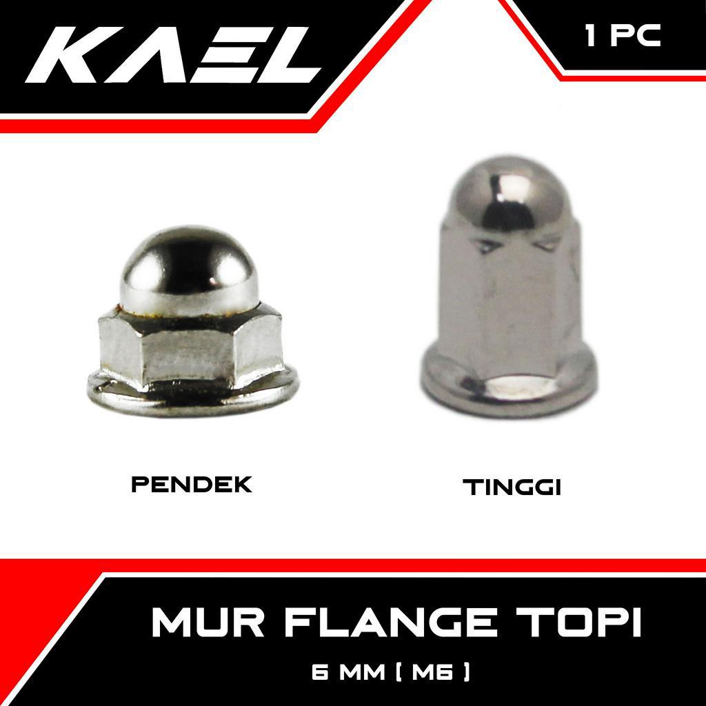 Mur Flange Topi Universal 6 MM ( M6 ) Nut Fleng Pleng Pendek Tinggi