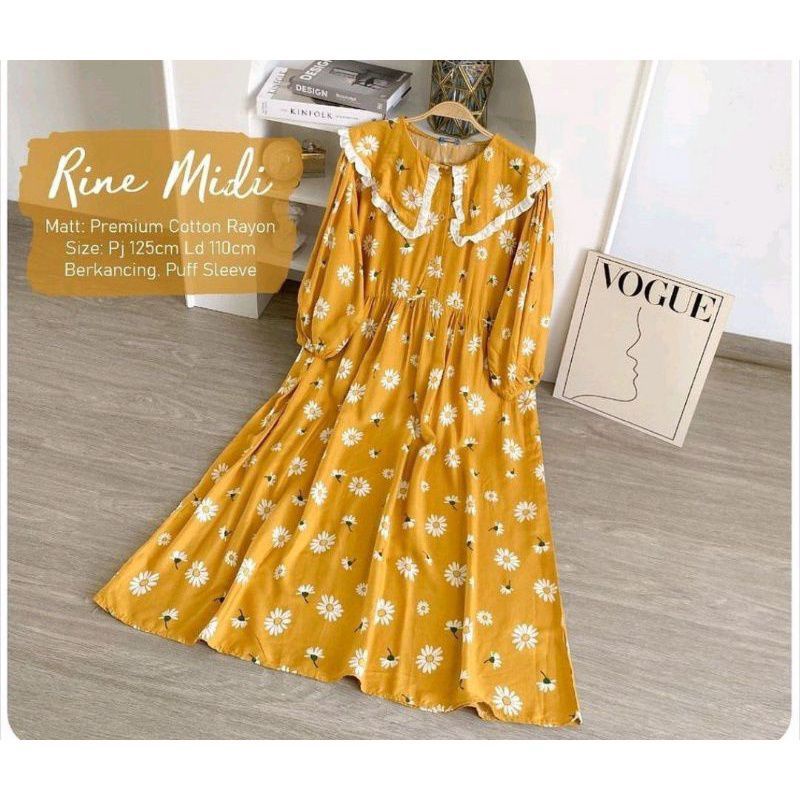 RINE MIDI MIDIDRESS BUNGA MATAHARI // SANSI MIDI