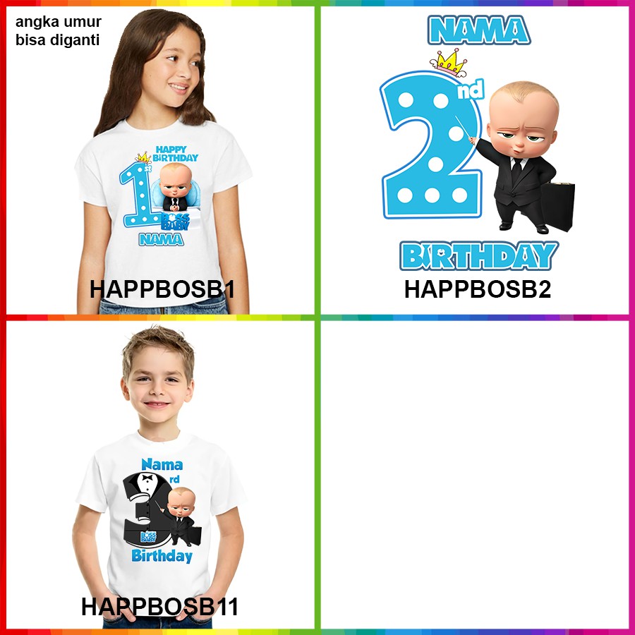 [FREE NAMA!!] Baju Kaos COUPLE  ANAK DAN DEWASA BOS BABY BANYAK MOTIF