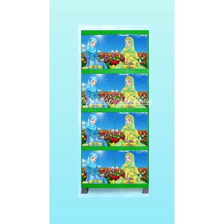 Lemari pakaian / baju plastik susun 4 kunci gambar 2D 3D GAMBAR RANDOM