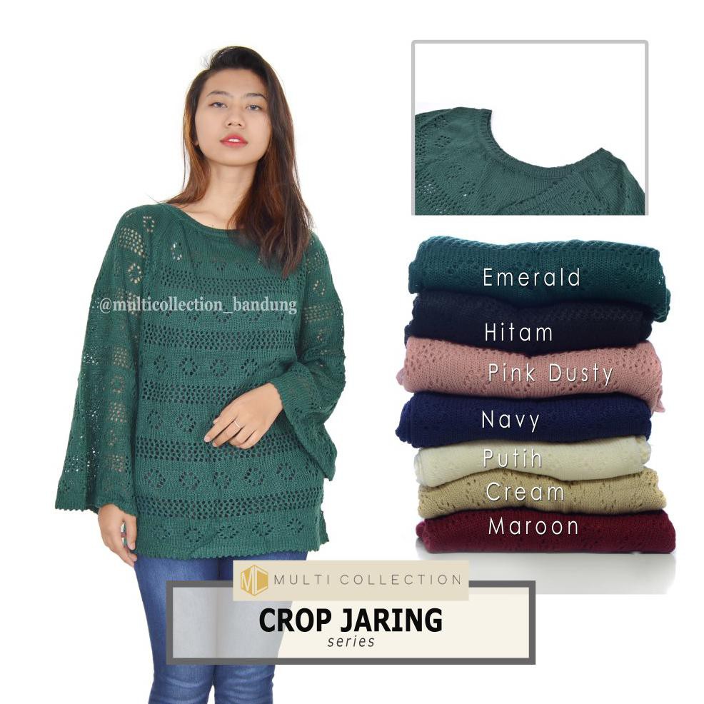 HARGA PROMO CROP JARING SWEATER - sweater crop jaring - sweater rajut - baju rajut - rajut korea