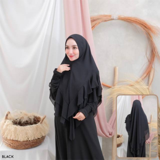 HIJAB / JILBAB KHIMAR SYAR'I LAYER - KHIMAR SALAMAH - BAHAN CERUTY BABYDOLL BEST SELLER