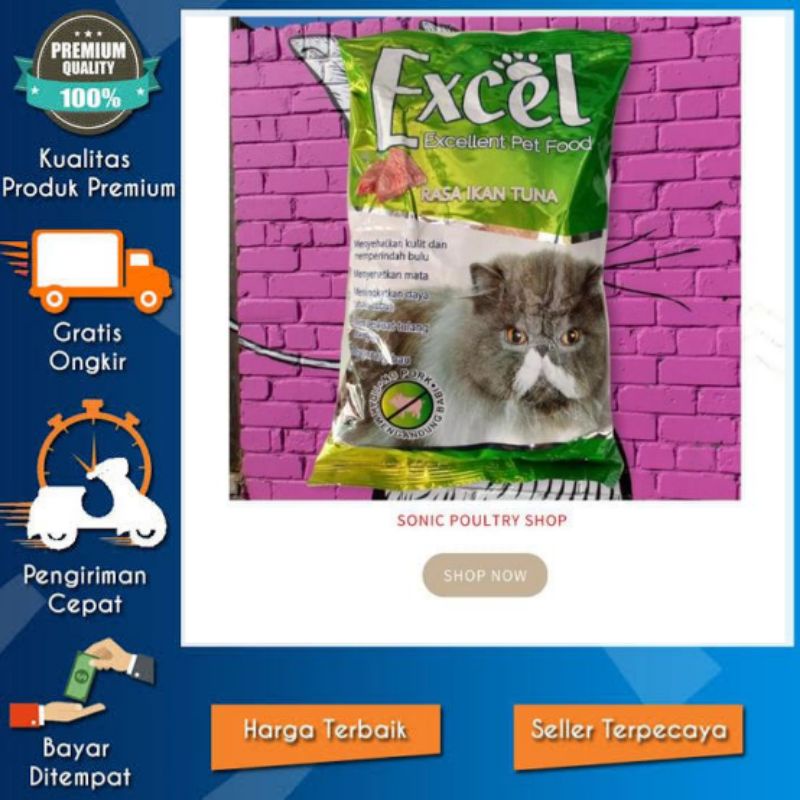 EXCEL  1/2 Kg TUNA - Pakan Kucing EXCEL 1/2 Kg Cat Food Dry Food Makanan Kering Kibble DONAT