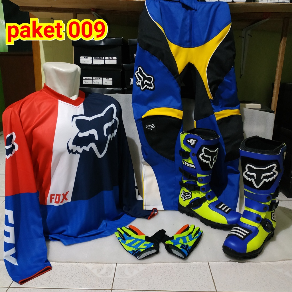 promo satu set sepatu cross trail jersey sett dan glove print terlaris setelan offroad motor cross t