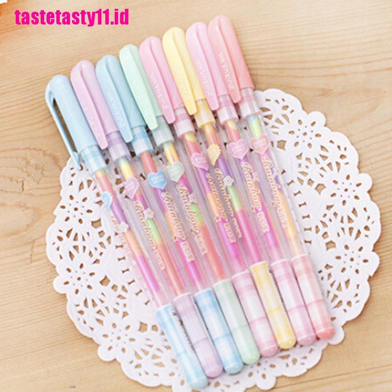 【TTID】2pc Cute Highlighter Pen Marker Stationary Point Pen Ballpen 6 Color