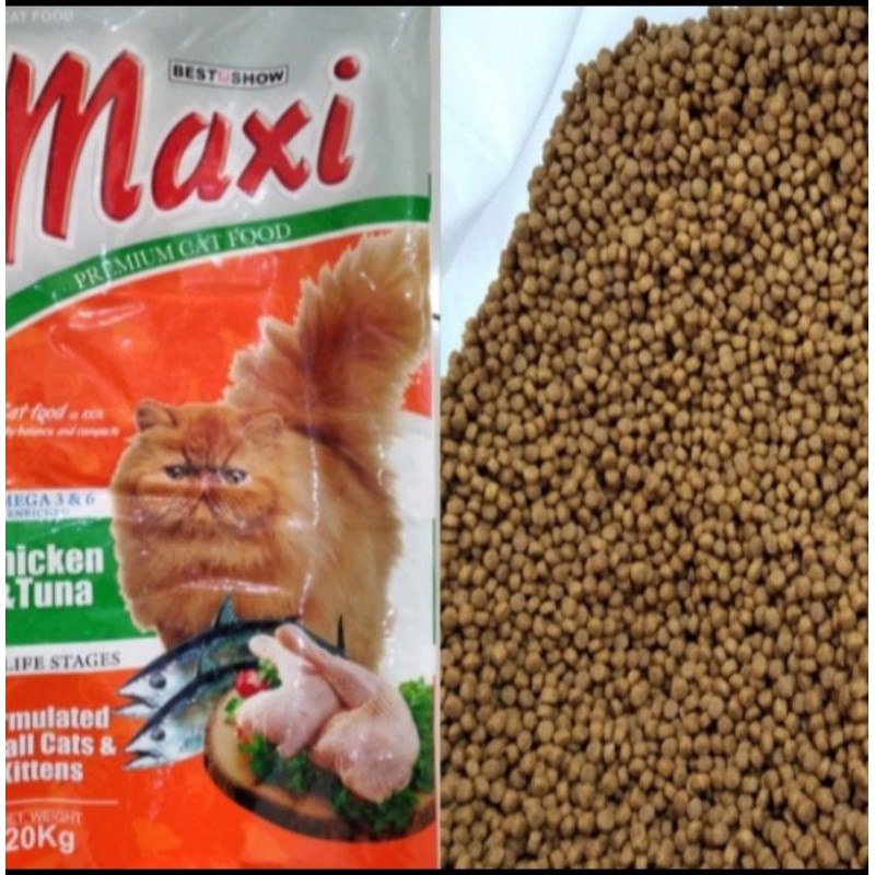 Makanan kucing MAXI Cat Chicken and Tuna Repack 1kg all stage makanan kucing segala usia murah promo dry cat food