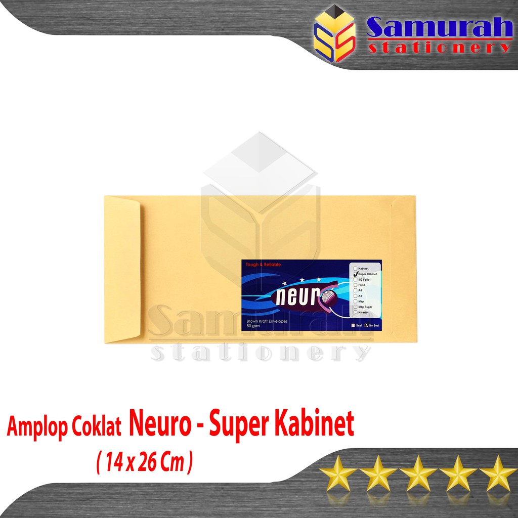 

Amplop Kertas Coklat Polos Neuro Ukuran Super Cabinet /Envelope Kabinet Besar 14 x 27 cm