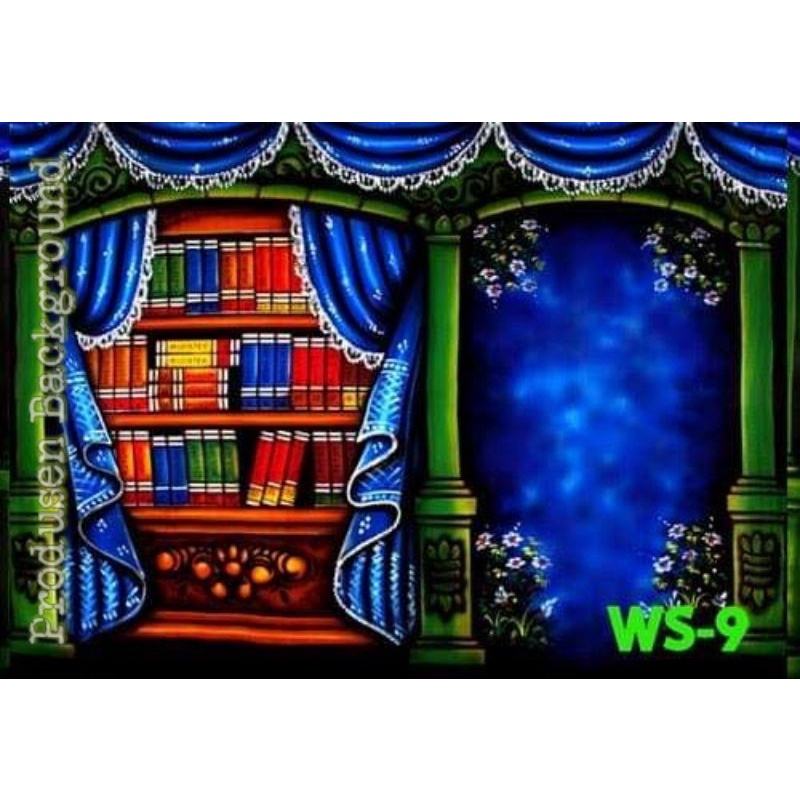 READY WS-9 Background foto wisuda/ rak buku studio photo