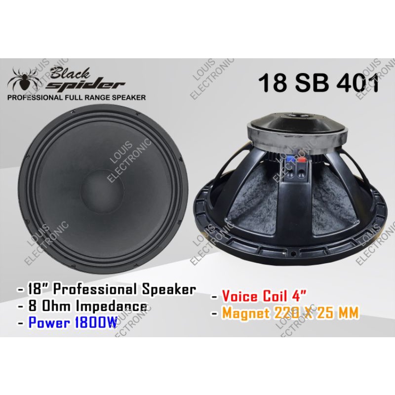 Speaker Komponen Black Spider 18 SB 401 18SB401 18 Inch ORIGINAL