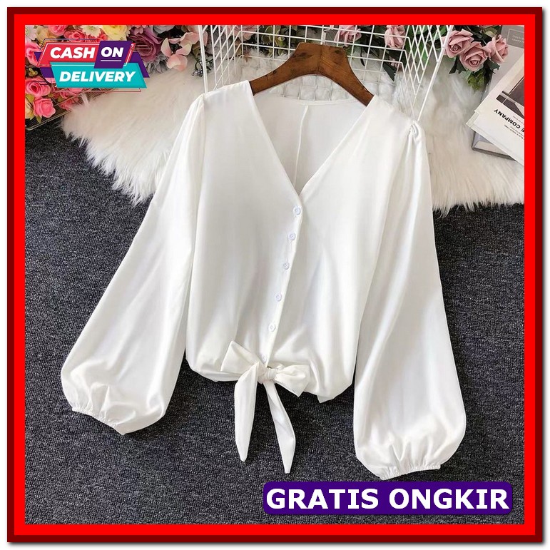 Ios Shop - Maya Kemeja Sifon Import Wanita Motif Polkadot Atasan Korea Wippy Top  Blouse / Atasan K