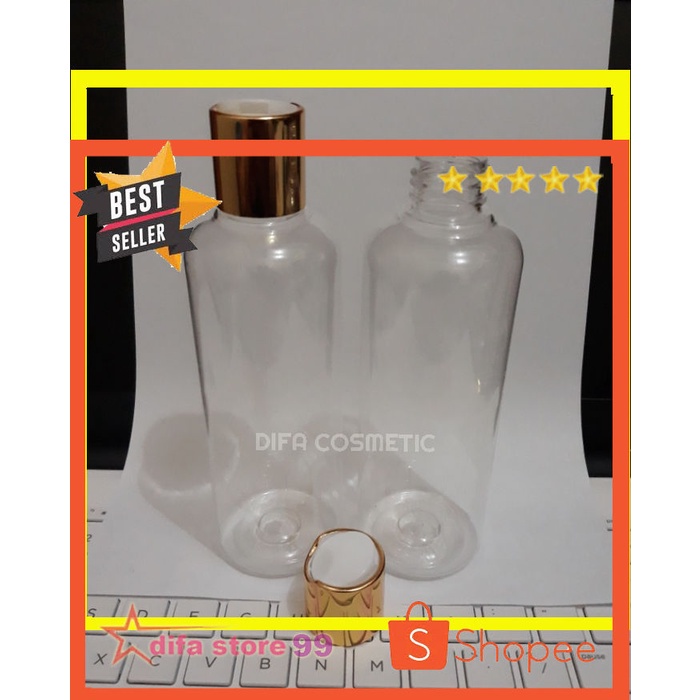 Botol Plastik 250 Ml Neck Emas Body Natural [minimal 5pcs] ( Paket isi 10 pcs )