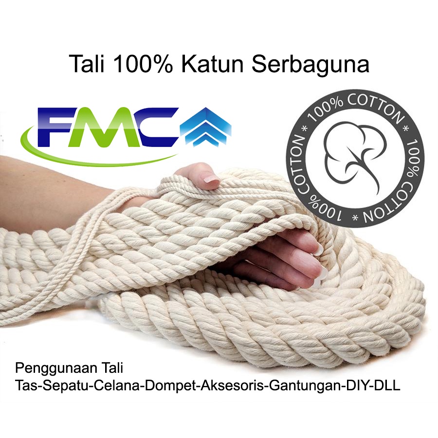 Tali katun Bahan kain Halus Lembut 3mm 5mm 6mm 8mm Tali Tas Selempang Dekorasi Aksesoris DIY Kepang Gantungan Kreasi dll