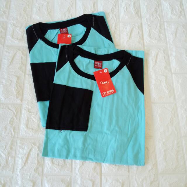 kaos reglan polos panjang SKYBLUE-HITAM dewasa uk M L XL XXL