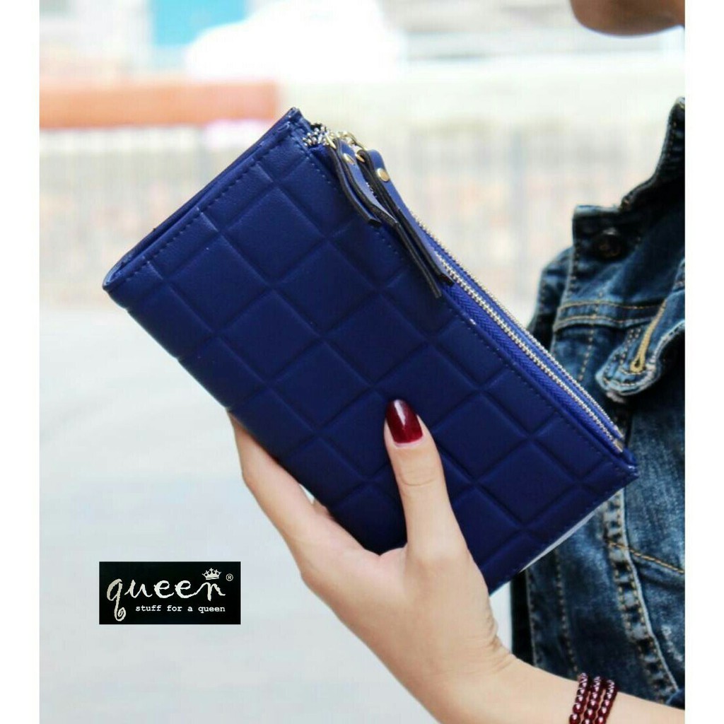 Hot Sale 3.3 Dompet Panjang Kotak Warna Hitam A1 Promo | Dompet Wanita Panjang Berbahan Kulit Dengan Motif Kotak-Kotak