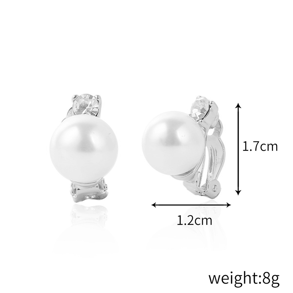 Anting Klip Bahan Alloy Dengan Mutiara Imitasi Untuk Wanita