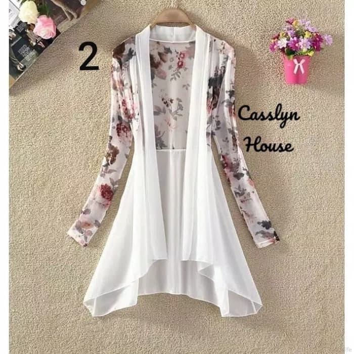 Promo  CARDIGAN PANJANG/ LONG CARDIGAN/ OUTER WANITA MOTIF BUNGA IMPORT  Nih