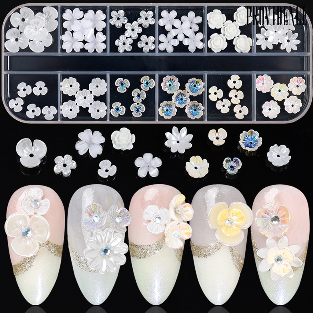 Providence Bunga Putih Kecil Hias Berlian Imitasi Untuk Dekorasi Nail Art DIY