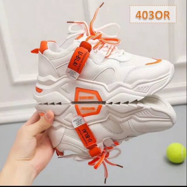 Sepatu sneakers, sepatu korea, sepatu wanita zinto orange