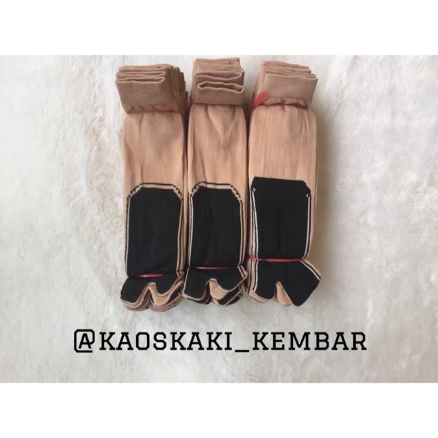 12 Pasang Kaos Kaki Jempol POLYESTER CREAM TELAPAK HITAM (Lusinan)