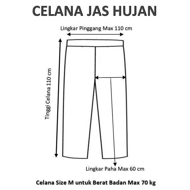 celana jas hujan anak dan dewasa Hitam transparan