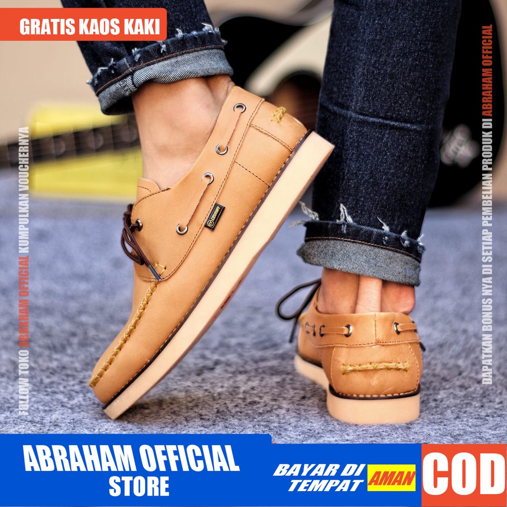 ABRAHAM Sepatu Formal Pantofel Kerja Hitam Casual Kulit Pria