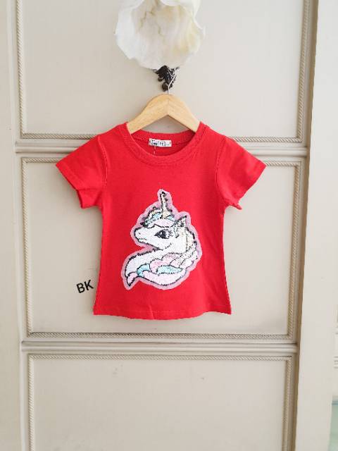 KAOS IMPORT SEQUIN SUNSHINE UNICORN FLIP / KAOS LED SEQUIN FLIP GANTI WARNA IMPORT TEBAL BAGUS