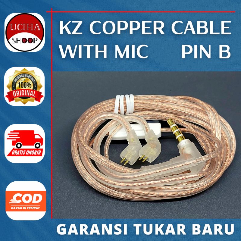 (TERMURAH) Kabel KZ Copper (MIC) 2 pin Type A B C (QDC) for KZ EDX ZST CCA TRN Cable pengganti