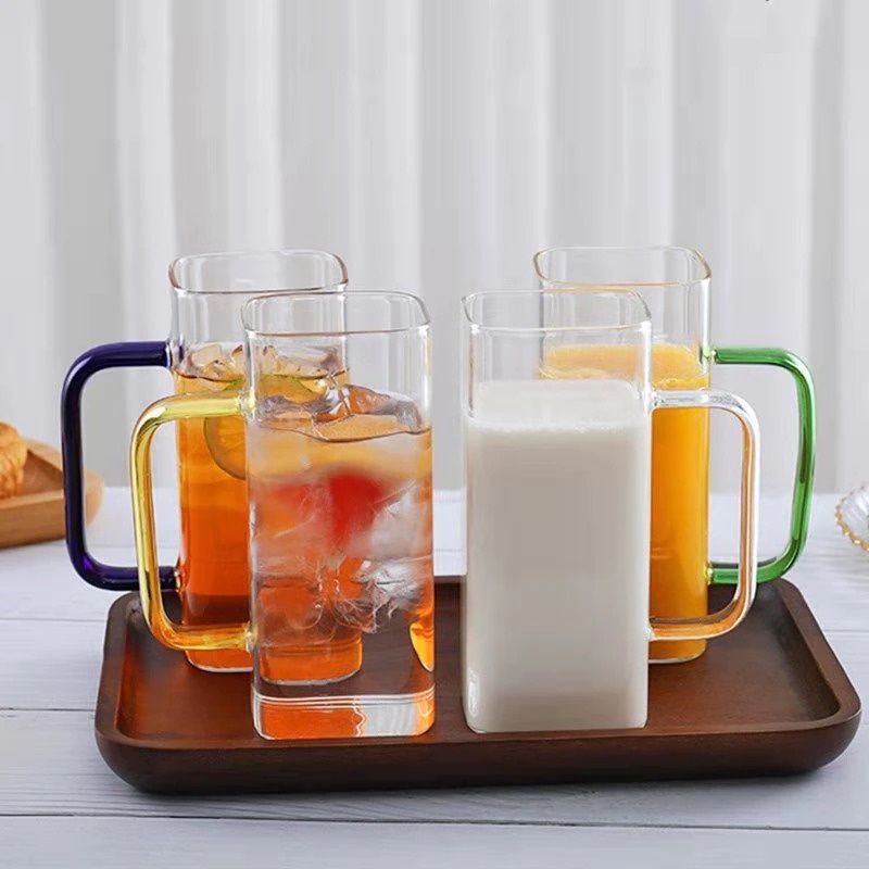 Gelas Mug Cangkir Kopi Coklat Teh Susu Jus Panas Dingin Model Kotak Ala Cafe Aesthetic Glass Chocolate Coffee Milk Tea Juice Office Kantor Kerja Rumah