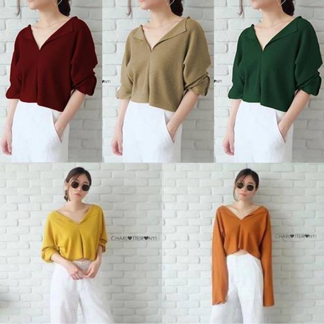 READY Top Eliza Rajut BG9 / BAJU / ATASAN / BLOUSE WANITA RAJUT / POLOS / TERMURAH / BEST SELLER