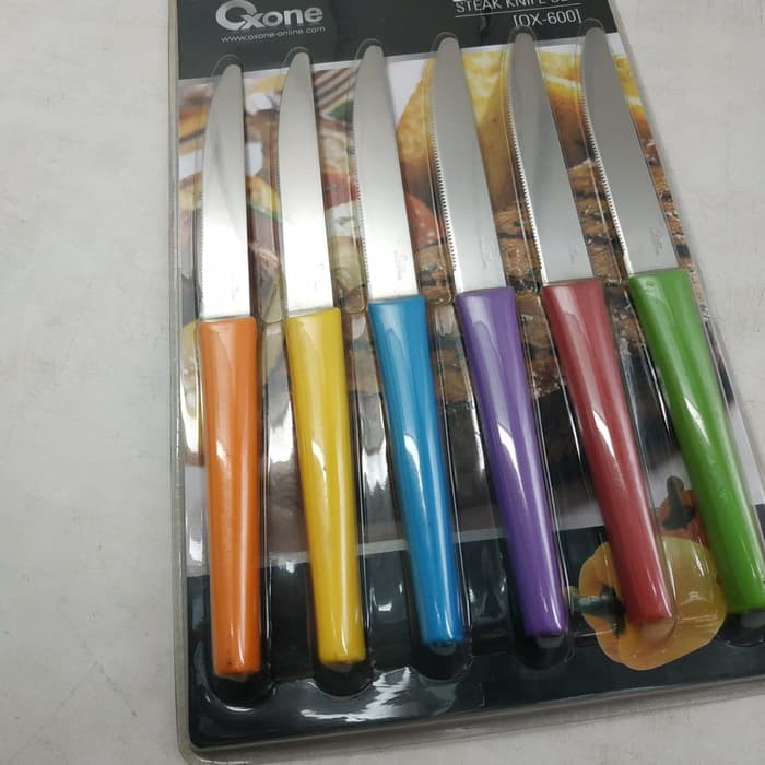 Oxone OX600 Rainbow Steak Knife 6 pcs Set Pisau Dapur