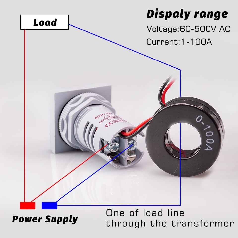 Voltmeter Current Frequency Indicator Tester Digital LED 50-380V 100A