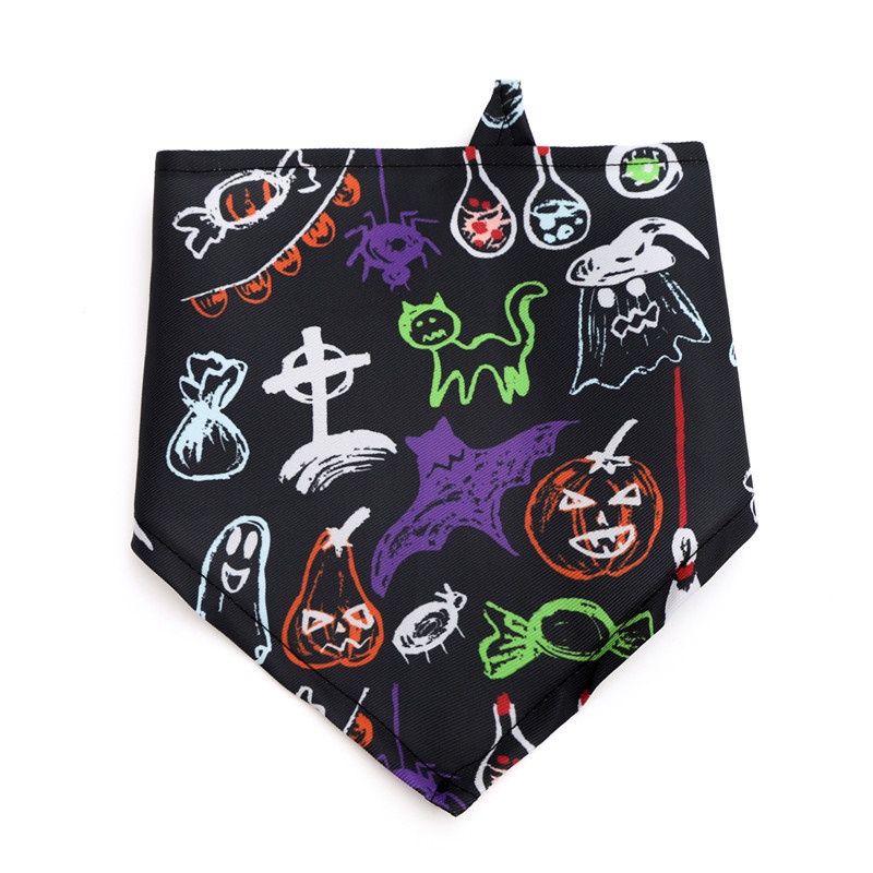 Syal Bandana Anjing / Kucing Peliharaan Bentuk Segitiga Desain Penyihir Untuk Halloween