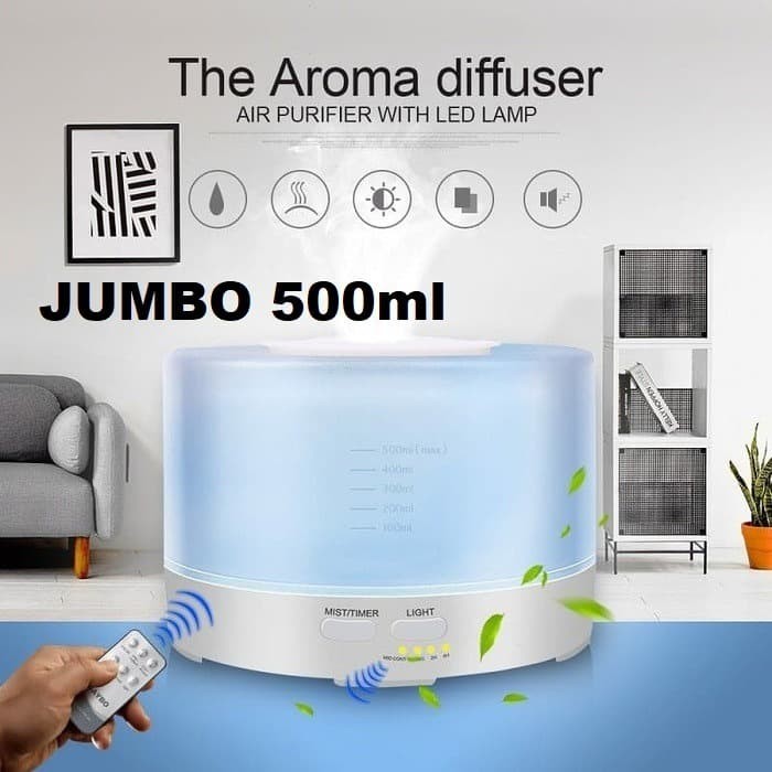 500ml Aromatherapy Air Humidifier Diffuser 7 Color 500ml + Remote Control - Tipe 910 Aroma Therapy difuser Pengharum udara ruangan