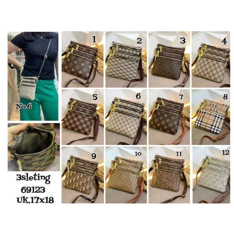 NEW ITEM tas fashion sling mini 3 sleting motif kode 69123