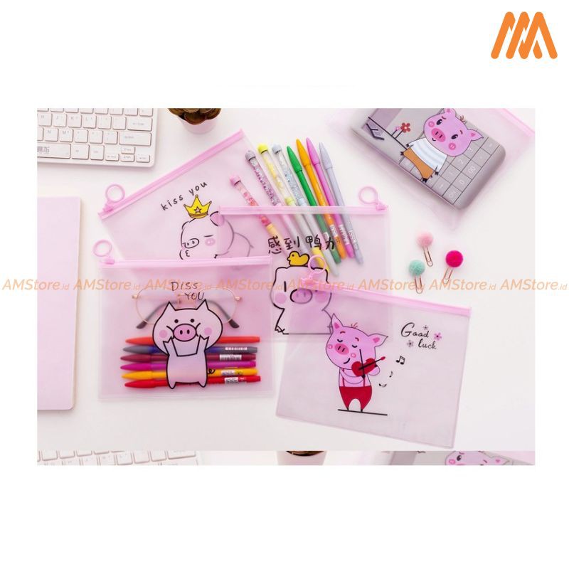 

AM - Japanese Piggy Cartoon A5 Stationery Pencil Case / Tempat Pensil