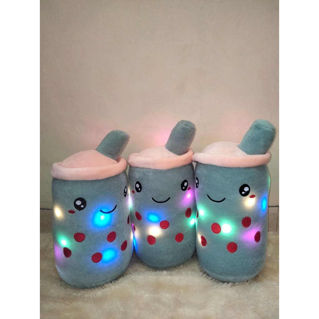 TERBARU Boneka boba LED size 35cm diameter 20cm - Boneka  Bubble Milk Tea Ukuran L / Boneka Boba LED