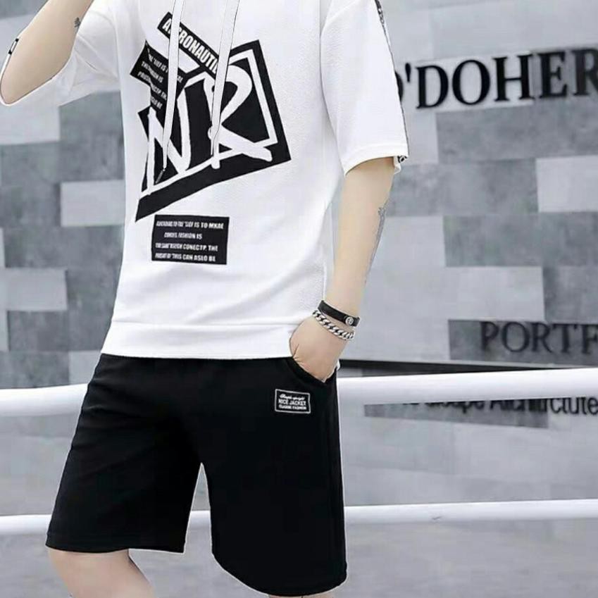 KAOS SWEATER HOODIE PRIA LENGAN PENDEK  / HOODIE  NRON / FASHION PRIA ℮ Big Size XXL - 3XL - 4XL - 5