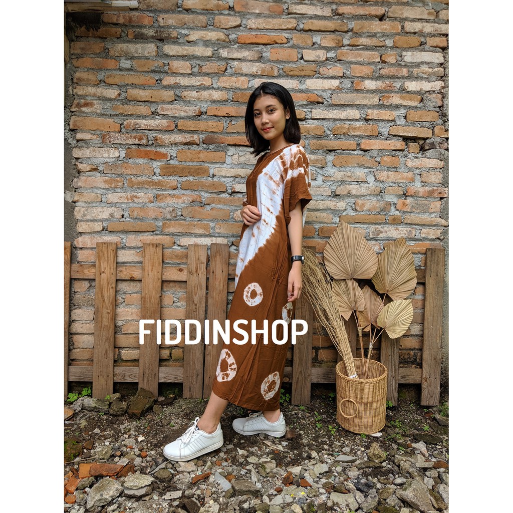 Daster tie Dye Midi Dress Tiedye Rayon Premium Proses Manual Ikat Celup Tradisisonal