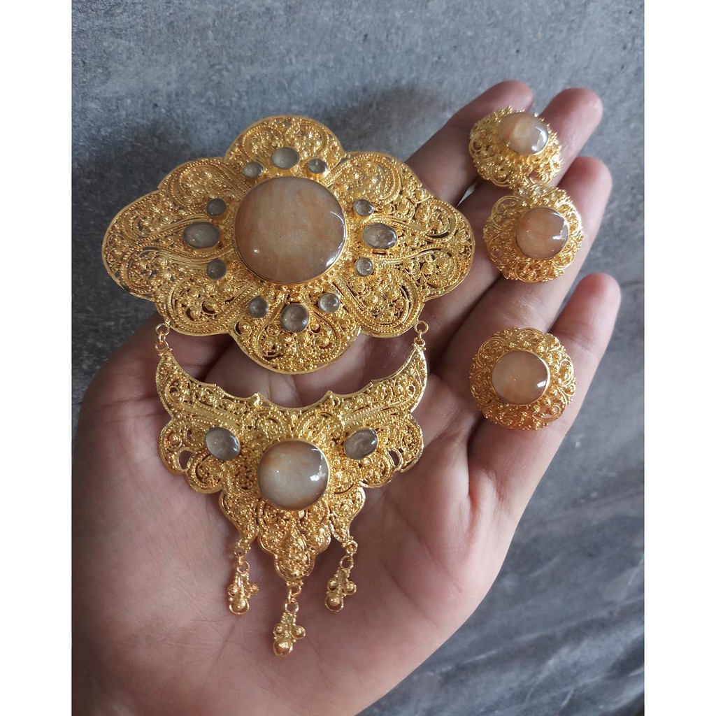 Bros Alpaka Bali Aksesoris Khas Bali Set Bros, Cincin, dan Anting