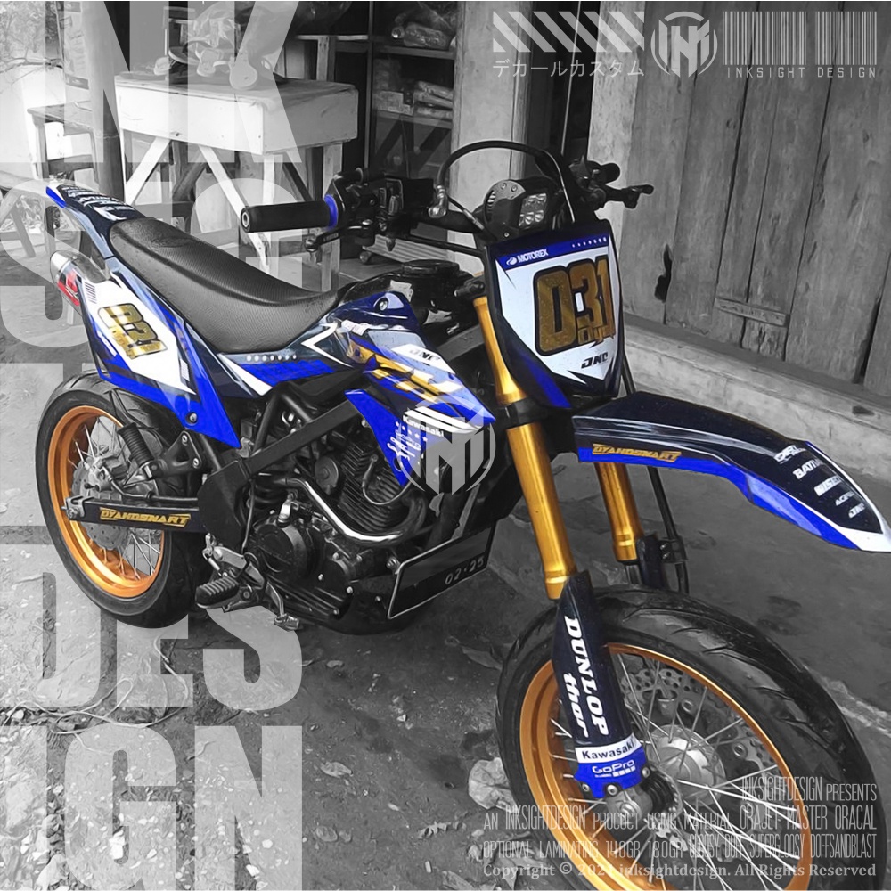 Decal Dtracker 150 KLX Dekal Sticker Motor Custom Kombinasi Gold Chrome Emas Supermoto