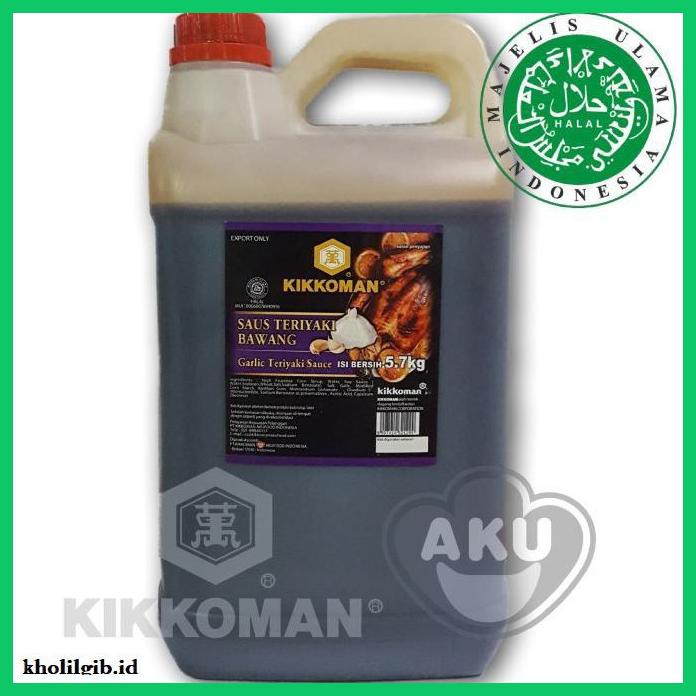 

gnidderdsaus- kikkoman garlic teriyaki sauce/ saus garlic teriyaki halal 5.7 kg -asliiiiii.