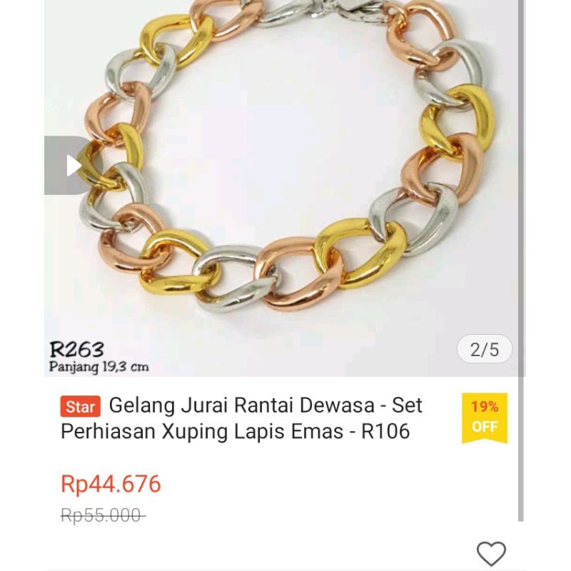 Gelang Rantai Xuping Lapis Emas